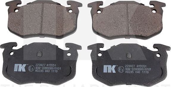 Тормозные колодки NK задние для Renault 19 I 1988-1994. Артикул 223927