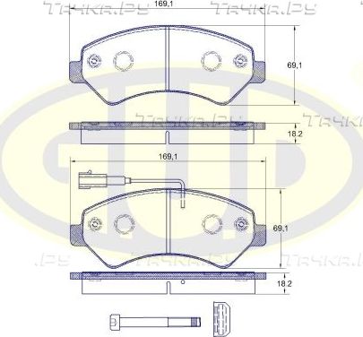 Тормозные колодки G.U.D. передние для Fiat Ducato III 2006-2026. Артикул GBP880154