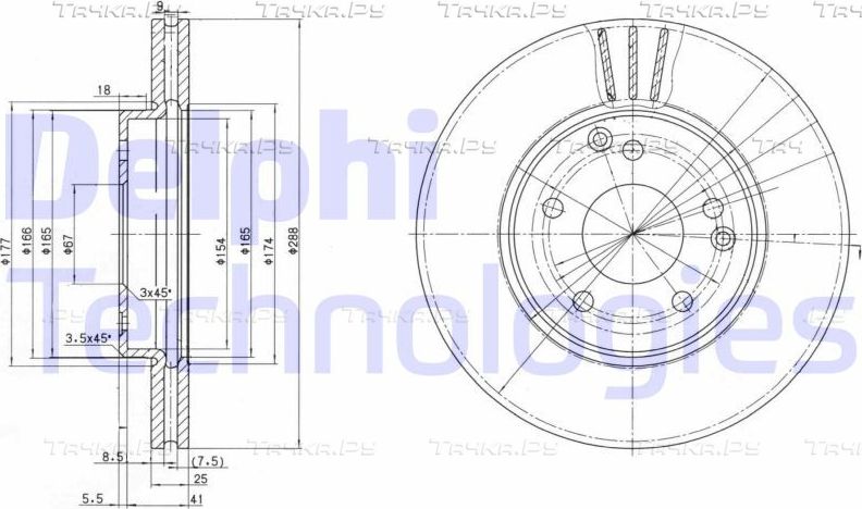 Тормозной диск Delphi. Артикул BG3240C