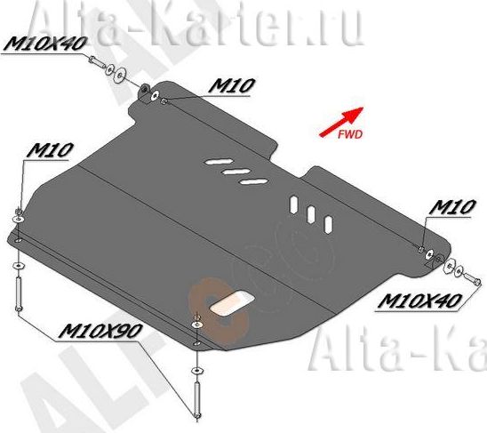 Защита алюминиевая Alfeco для картера и КПП Hyundai Matrix 2001-2010. Артикул ALF.10.06al