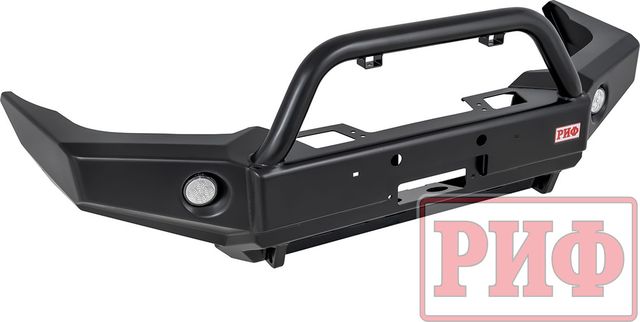 Бампер силовой РИФ передний c доп. фарами, центральной дугой, защитой бачка омывателя для Toyota Land Cruiser Prado 120 2002-2009. Артикул RIF120-10170