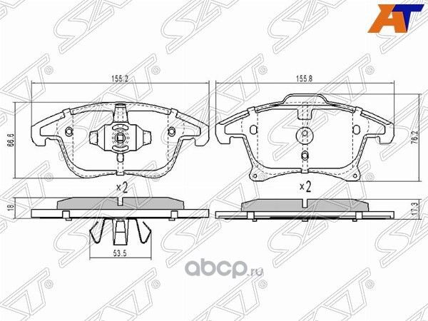 Колодки тормозные FR FORD MONDEO 14- (SAT). Артикул ST1860105