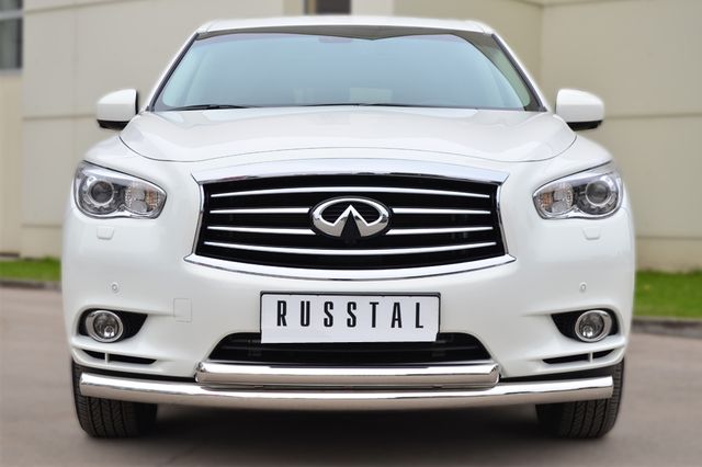 Защита RusStal переднего бампера d76 (дуга) d63 (дуга) для Infiniti JX 35 2013-2025. Артикул JXZ-001459