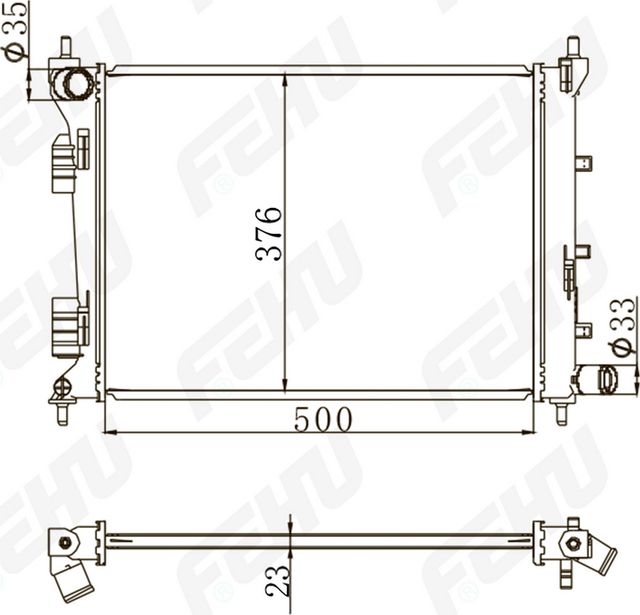Радиатор охлаждения (сборный) для Hyundai Solaris/Kia Rio (10-) MT (Fehu). Артикул frc1399m