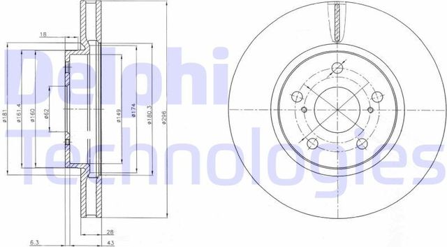 Тормозной диск Delphi передний для Lexus IS II 2005-2015. Артикул BG4139C