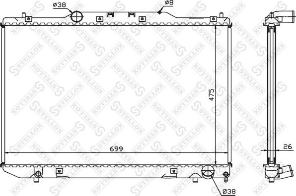Радиатор охлаждения двигателя Stellox для Toyota Picnic I 1997-2001. Артикул 10-26386-SX