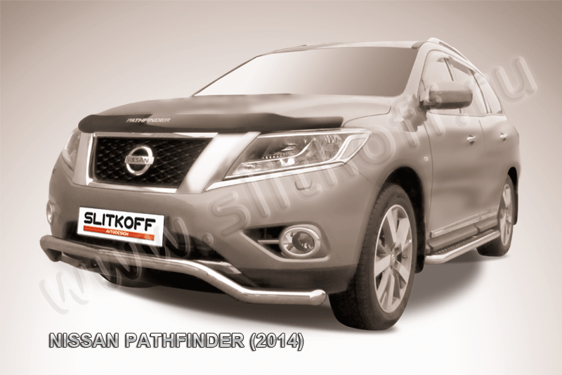Защита Slitkoff переднего бампера d57 Волна для Nissan Pathfinder R52 2014-2026. Артикул NIP14-002