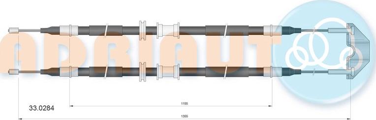 Трос ручника (тросик ручного тормоза) Adriauto. Артикул 33.0284
