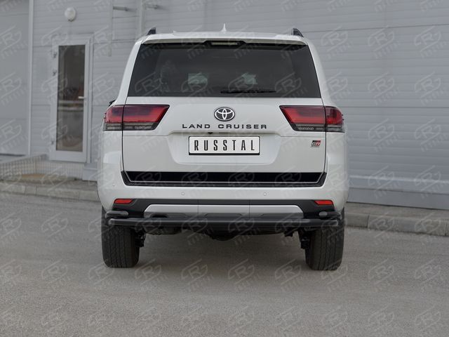 Защита RusStal заднего бампера d63 секции d42 уголки для Toyota Land Cruiser 300 GR Sport 2021-2026 Черная. Артикул TLCZ-003976CH
