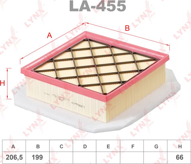Воздушный фильтр LYNXauto. Артикул LA-455