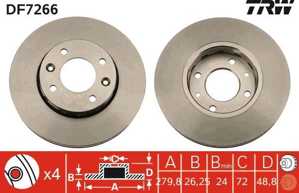 Тормозной диск TRW. Артикул DF7266