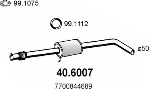 Глушитель (средняя часть) Asso. Артикул 40.6007