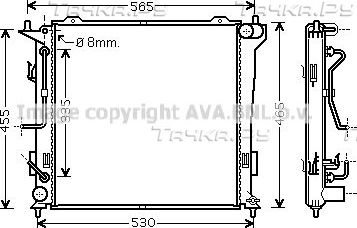 Радиатор охлаждения двигателя AVA. Артикул HY2182