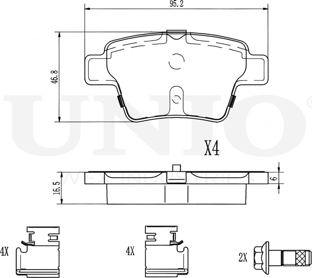 Колодки тормозные дисковые, комплект (Unio). Артикул BRP-20069