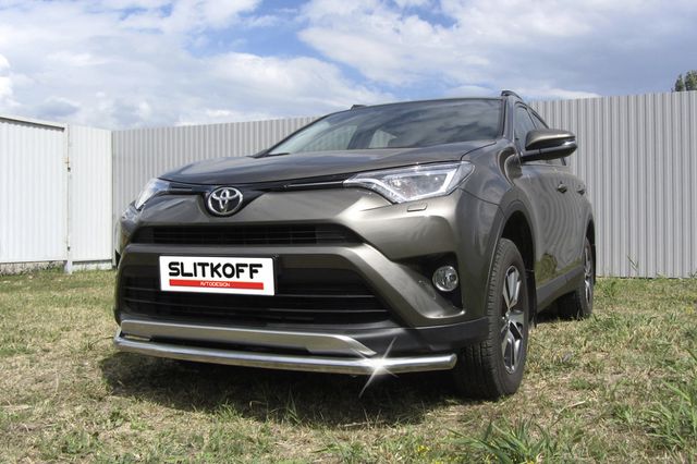 Защита Slitkoff переднего бампера d57 для Toyota RAV4 IV рестайлинг 2015-2019. Артикул TR415-002