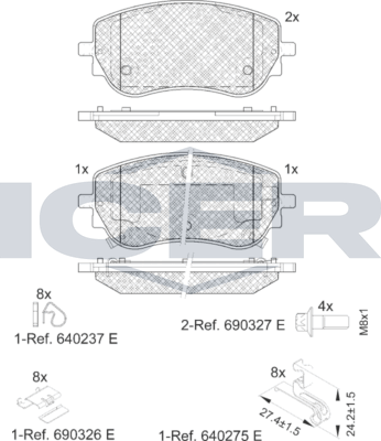 Тормозные колодки Icer передние для Fiat Tipo 356 2015-2026. Артикул 182427-208