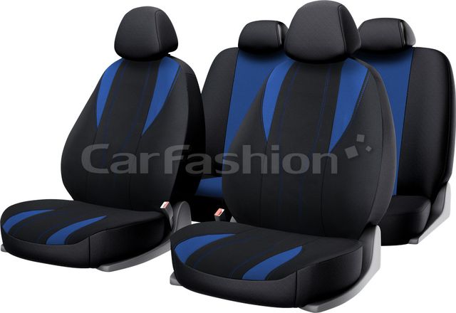 Чехлы универсальные CarFashion Golf на сидения авто, цвет Синий/Черный/Синий. Артикул 10119