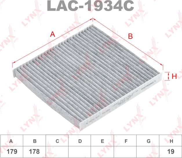 Салонный фильтр LYNXauto для Citroen C-ZERO 2010-2012. Артикул LAC-1934C