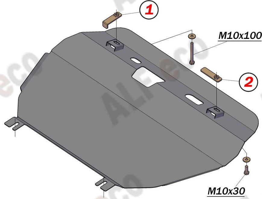 Защита алюминиевая Alfeco для картера и КПП Toyota Alphard 2008-2014. Артикул ALF.24.62al
