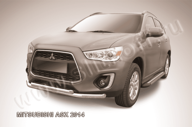 Защита Slitkoff переднего бампера d76/57 двойная для Mitsubishi ASX I рестайлинг 2012-2016. Артикул MAS14-002