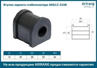 Втулка заднего стабилизатора Kia (Carens 00-02/Spectra 00-04) ARIRANG ARG123158 Arirang. Артикул ARG123158