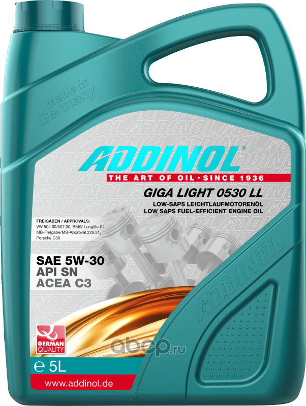 ADDINOL GIGA LIGHT MV 5W30 LL 5л Addinol. Артикул 4014766241108
