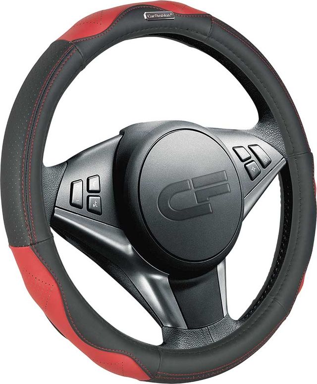 Оплётка на руль CarFashion Storm (размер M, натуральная кожа, цвет ЧЕРНЫЙ/КРАСНЫЙ/КРАСНЫЙ). Артикул 31346