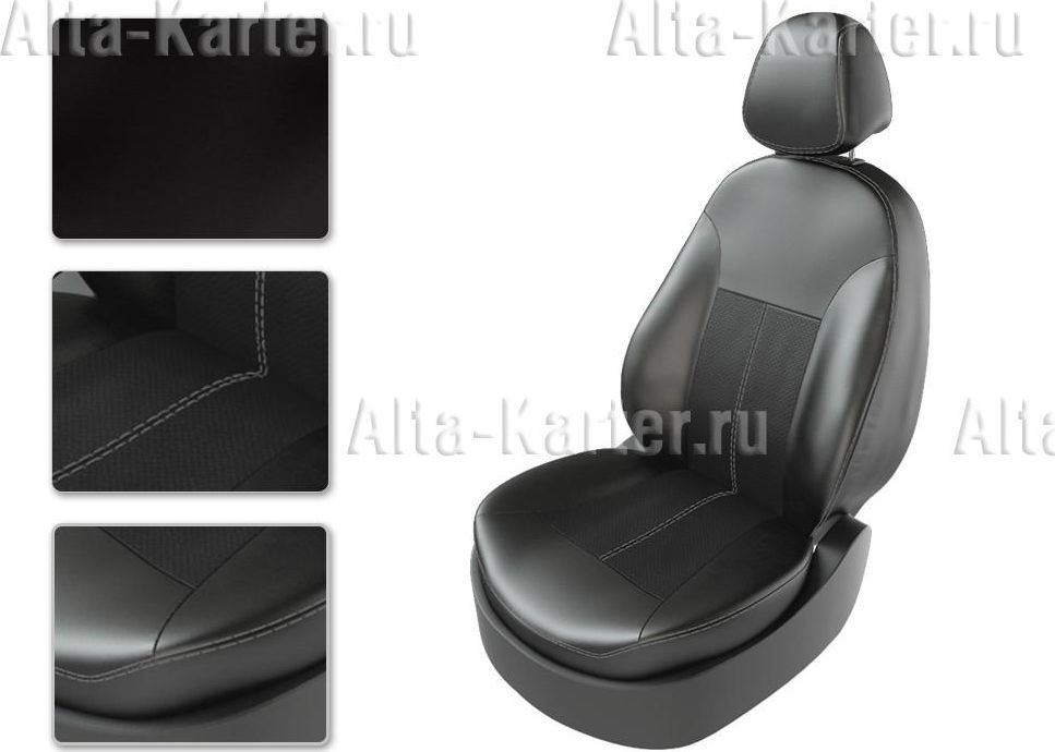 Чехлы CarFashion Classic на сидения для Kia Ceed III 2018-2026, цвет Черный/Черный/Серый. Артикул 220218060604