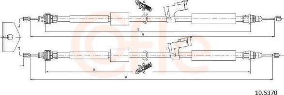 Трос ручника (тросик ручного тормоза) Cofle. Артикул 10.5370