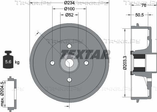 Тормозной барабан Textar задний для Dacia Sandero I 2008-2012. Артикул 94042400