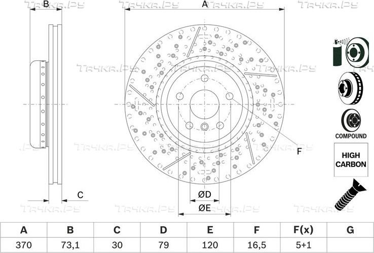 Тормозной диск Bosch передний для BMW 3 VI (F3x) 2012-2021. Артикул 0 986 479 E10