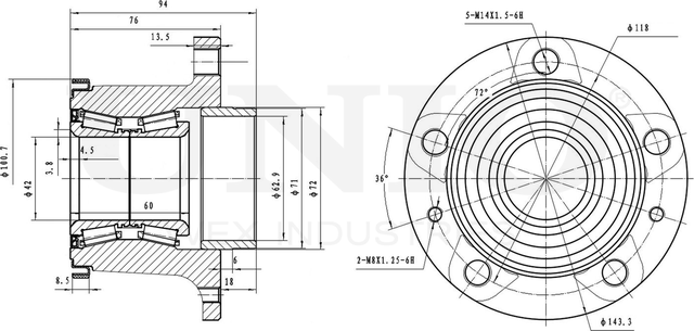 Ступица колеса с интегрированным подшипником (Unio). Артикул HUB-20154