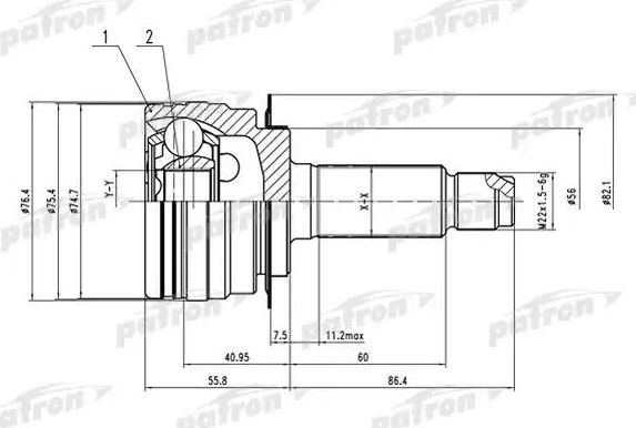 Шрус наружный (граната) Patron передний для Subaru Tribeca I 2005-2014. Артикул PCV1555