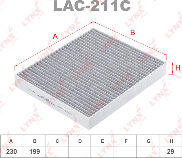 Салонный фильтр LYNXauto для Infiniti QX50 I 2013-2017. Артикул LAC-211C