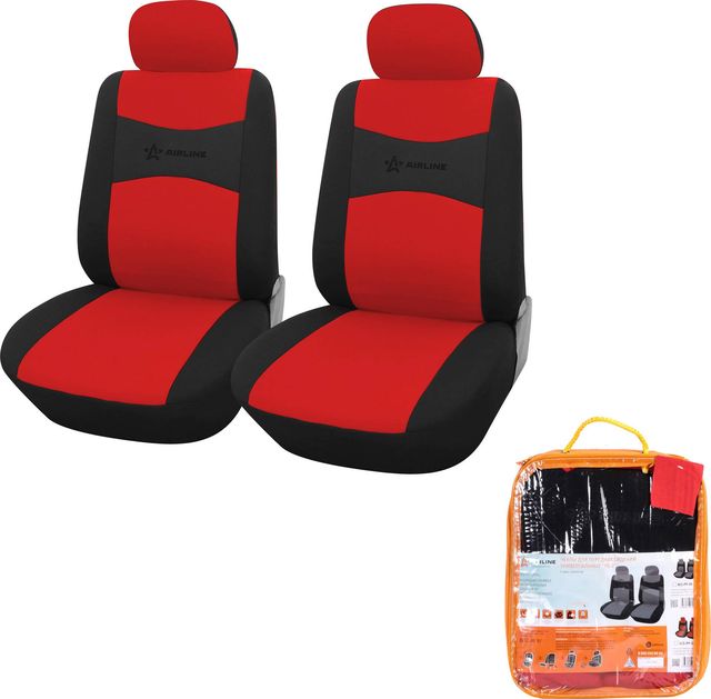 Чехлы Airline RS-2 универсальные (полиэстер) на передние сидения, цвет Красный/Черный. Артикул ACS-PP-08