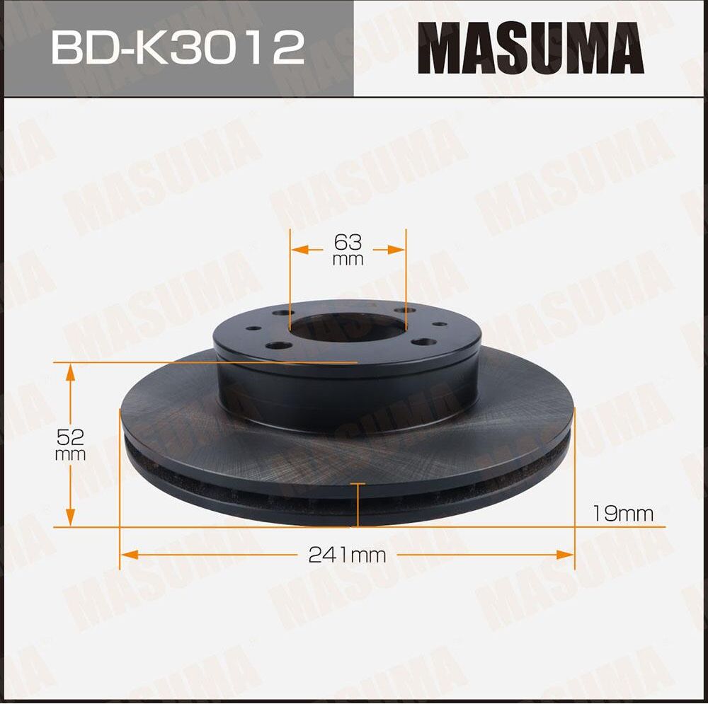 Диск тормозной MASUMA, front HYUNDAI ACCENT 95-10 [уп.2] Masuma. Артикул BDK3012