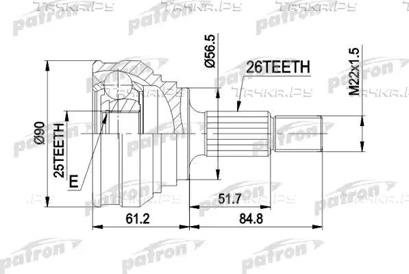 Шрус наружный (граната) Patron. Артикул PCV1025