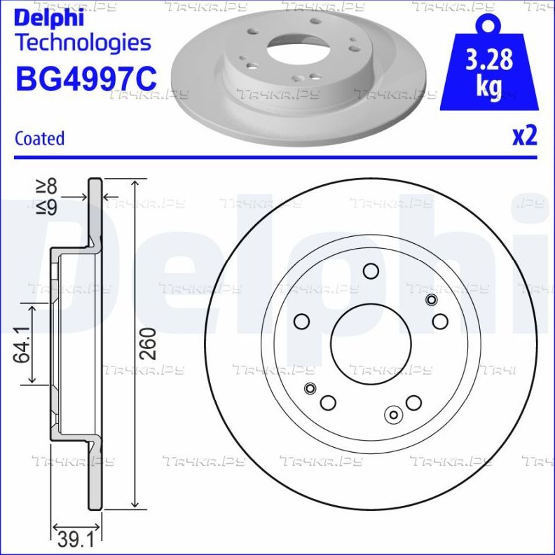Тормозной диск Delphi. Артикул BG4997C