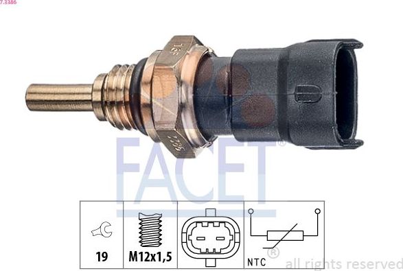 Датчик температуры охлаждающей жидкости Facet Made in Italy - OE Equivalent. Артикул 7.3386