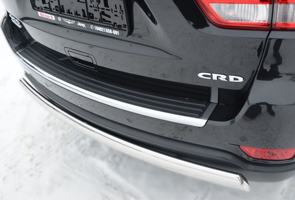 Защита RusStal заднего бампера 75х42 мм (овал) для Jeep Grand Cherokee WK2 2012-2014. Артикул JGZ-001201