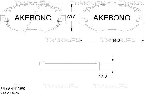 Тормозные колодки Akebono Standard передние для Lexus SC II 2001-2010. Артикул AN-413WK