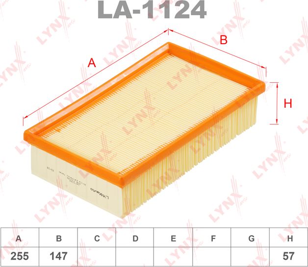 Воздушный фильтр LYNXauto для BMW Z1 1988-1991. Артикул LA-1124