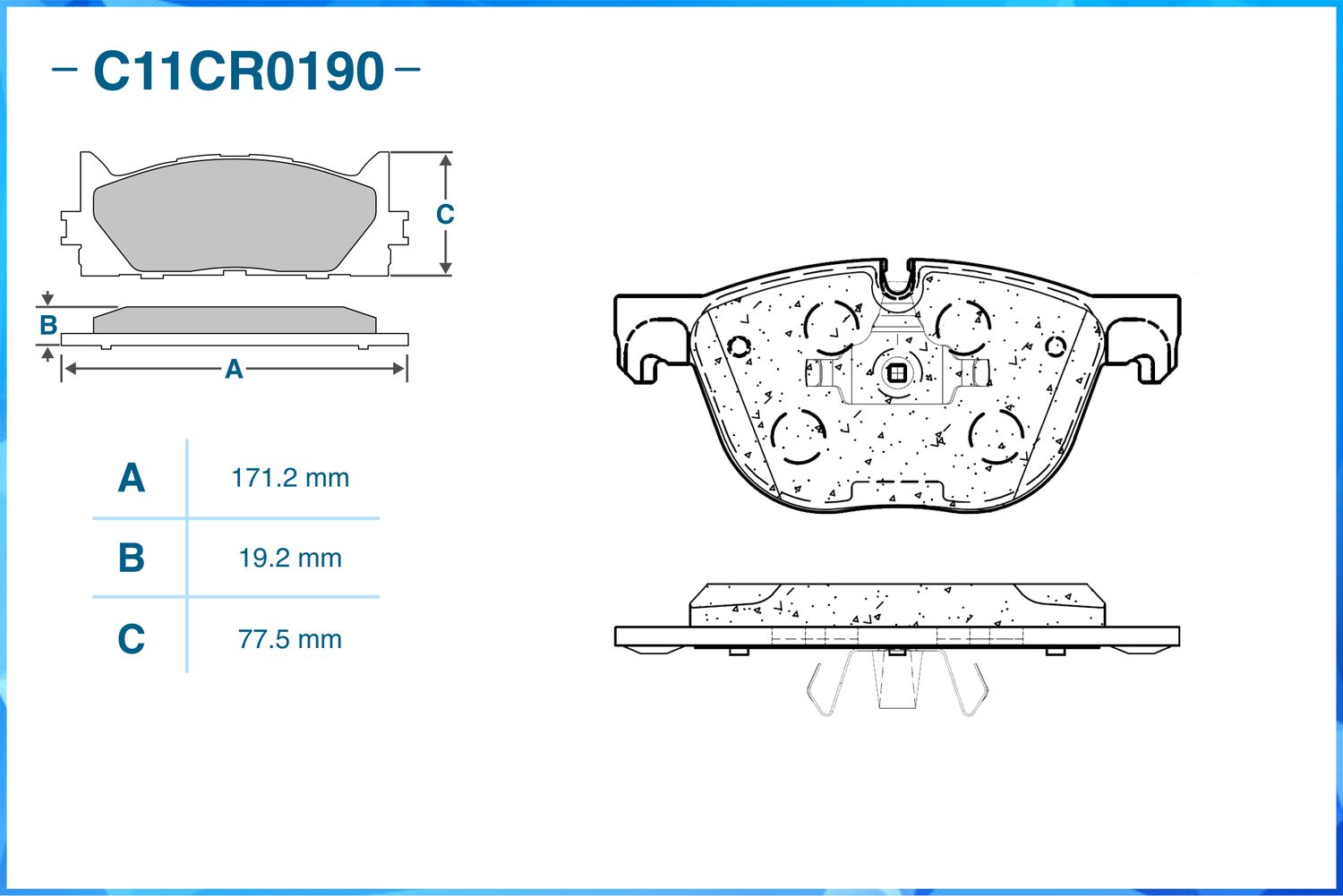 Колодки тормозные передние (Low Metallic) (Cworks). Артикул C11CR0190