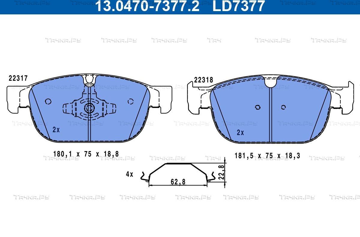 Тормозные колодки ATE Ceramic для Volvo XC60 II 2017-2026. Артикул 13.0470-7377.2