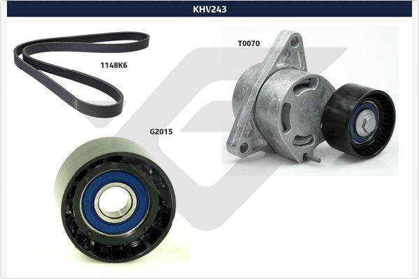 Приводной ремень поликлиновой с роликами (комплект) Hutchinson. Артикул KHV 243