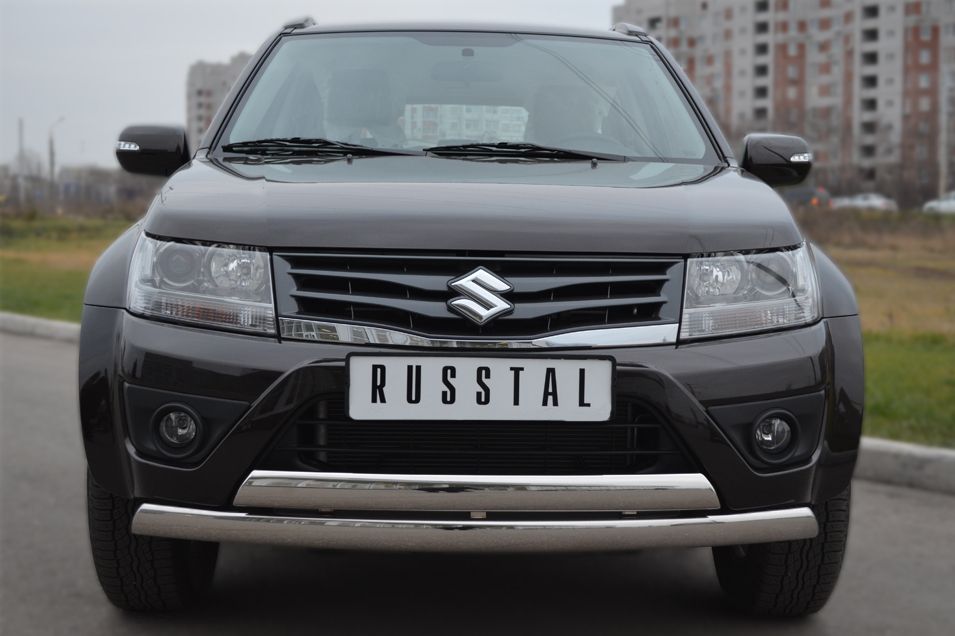 Защита RusStal переднего бампера d75х42/75х42 овалы (дуга) для Suzuki Grand Vitara 5-дв. 2012-2015. Артикул SVZ-001093