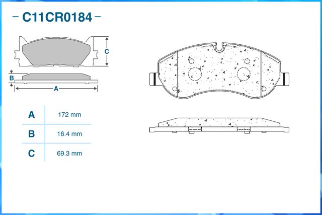 Колодки тормозные передние (Low Metallic) (Cworks). Артикул C11CR0184