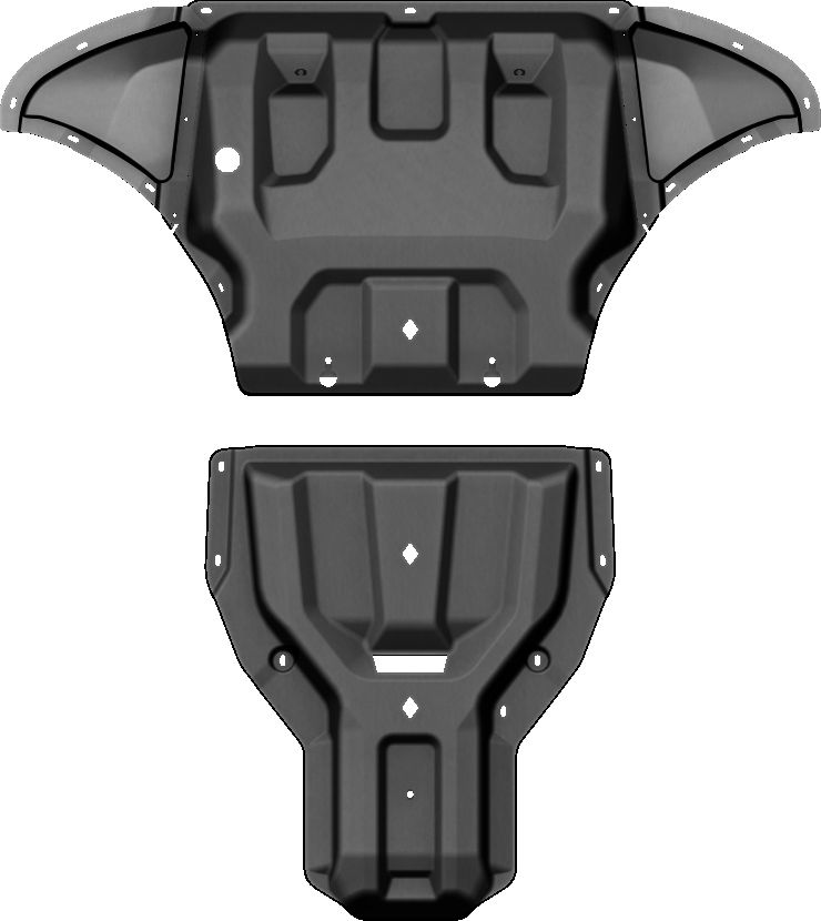 Защита композитная АВС-Дизайн для картера и КПП Audi Q8 09.2020-2026 (2 части). Артикул 02.17k