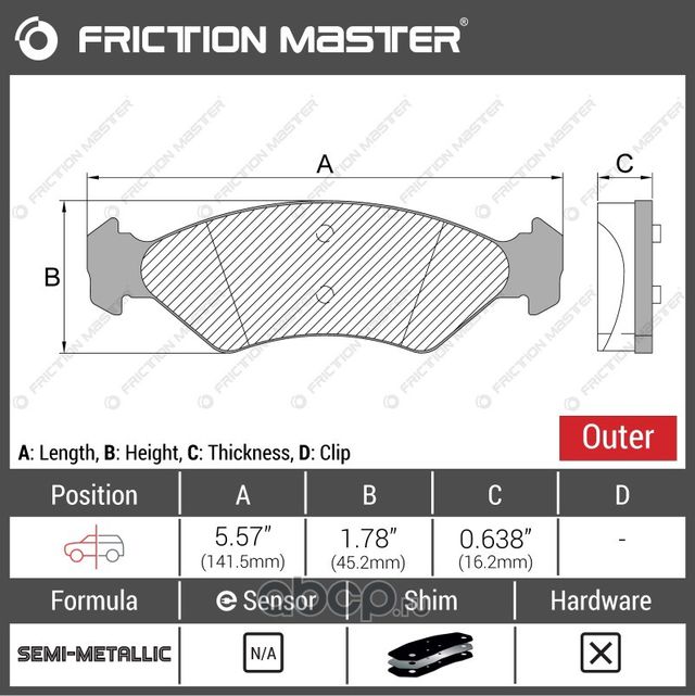 Колодки тормозные дисковые (Frictionmaster). Артикул MKD1196
