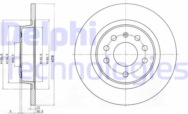 Тормозной диск Delphi задний для Saab 9-3 II 2002-2015. Артикул BG3731C